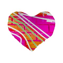 Pop Art Neon Wall Standard 16  Premium Heart Shape Cushions by essentialimage365