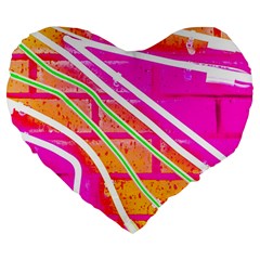 Pop Art Neon Wall Large 19  Premium Heart Shape Cushions by essentialimage365