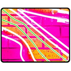 Pop Art Neon Wall Double Sided Fleece Blanket (medium)  by essentialimage365