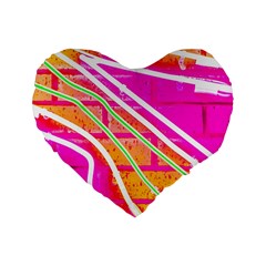 Pop Art Neon Wall Standard 16  Premium Flano Heart Shape Cushions by essentialimage365