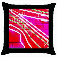 Pop Art Neon Wall Throw Pillow Case (black) by essentialimage365