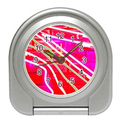 Pop Art Neon Wall Travel Alarm Clock by essentialimage365