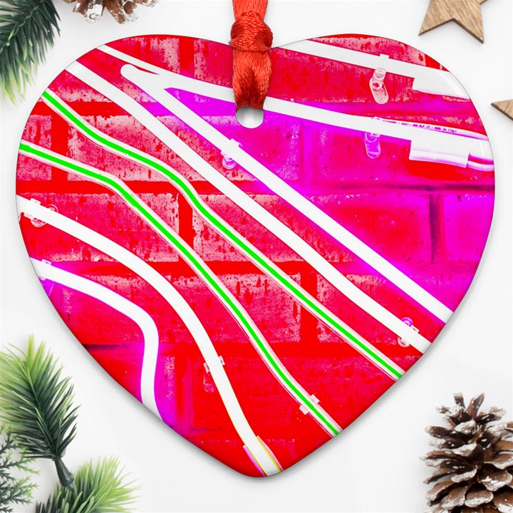 Pop Art Neon Wall Heart Ornament (Two Sides)