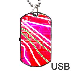 Pop Art Neon Wall Dog Tag Usb Flash (one Side) by essentialimage365