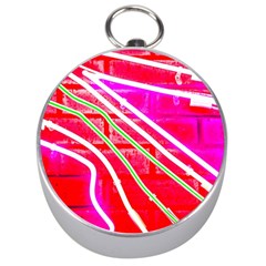 Pop Art Neon Wall Silver Compasses by essentialimage365