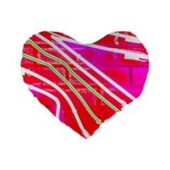 Pop Art Neon Wall Standard 16  Premium Flano Heart Shape Cushions by essentialimage365