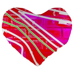 Pop Art Neon Wall Large 19  Premium Flano Heart Shape Cushions by essentialimage365