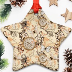 Clock Butterfly Pattern Ornament (Star)