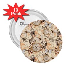 Clock Butterfly Pattern 2.25  Buttons (10 pack) 