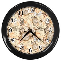 Clock Butterfly Pattern Wall Clock (Black)