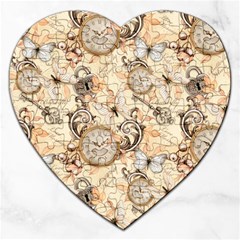 Clock Butterfly Pattern Jigsaw Puzzle (Heart)