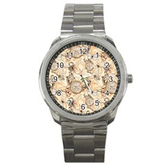 Clock Butterfly Pattern Sport Metal Watch