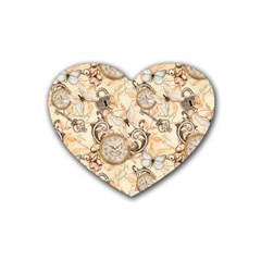 Clock Butterfly Pattern Heart Coaster (4 pack) 