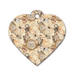 Clock Butterfly Pattern Dog Tag Heart (one Side) by designsbymallika