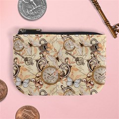 Clock Butterfly Pattern Mini Coin Purse by designsbymallika