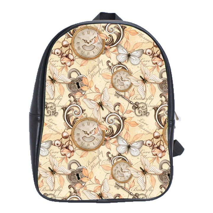 Clock Butterfly Pattern School Bag (Large)