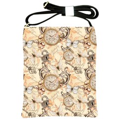 Clock Butterfly Pattern Shoulder Sling Bag