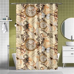 Clock Butterfly Pattern Shower Curtain 48  X 72  (small)  by designsbymallika