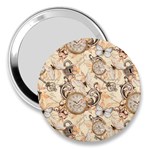 Clock Butterfly Pattern 3  Handbag Mirrors Front