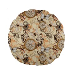 Clock Butterfly Pattern Standard 15  Premium Round Cushions