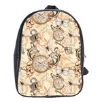 Clock Butterfly Pattern School Bag (XL) Front