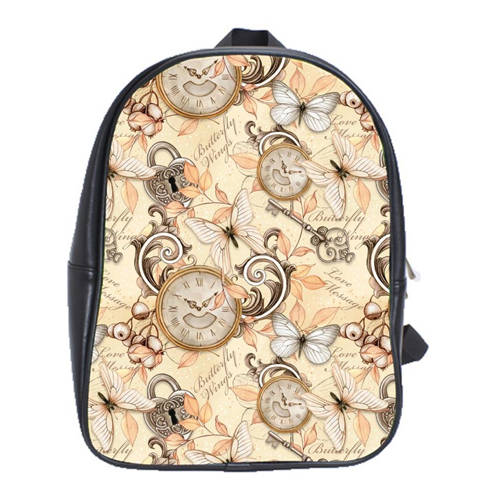 Clock Butterfly Pattern School Bag (XL)