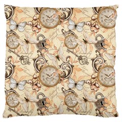 Clock Butterfly Pattern Standard Flano Cushion Case (Two Sides)