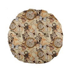 Clock Butterfly Pattern Standard 15  Premium Flano Round Cushions