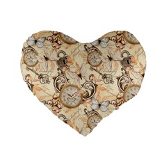 Clock Butterfly Pattern Standard 16  Premium Flano Heart Shape Cushions