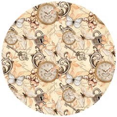 Clock Butterfly Pattern Wooden Puzzle Round