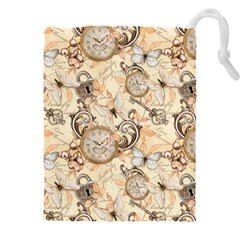 Clock Butterfly Pattern Drawstring Pouch (4XL)