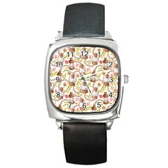 Latterns Pattern Square Metal Watch by designsbymallika