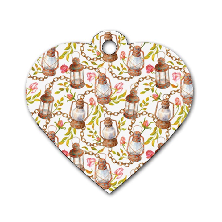 Latterns Pattern Dog Tag Heart (Two Sides)