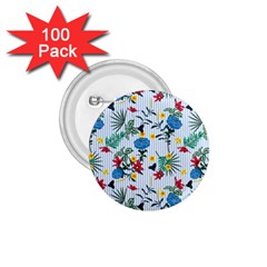 Blue Floral Stripes 1 75  Buttons (100 Pack)  by designsbymallika