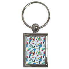 Blue Floral Stripes Key Chain (rectangle) by designsbymallika