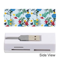 Blue Floral Stripes Memory Card Reader (stick) by designsbymallika