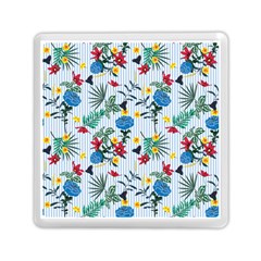 Blue Floral Stripes Memory Card Reader (square) by designsbymallika