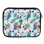 Blue Floral Stripes Apple iPad 2/3/4 Zipper Cases Front