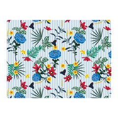 Blue Floral Stripes Double Sided Flano Blanket (mini)  by designsbymallika