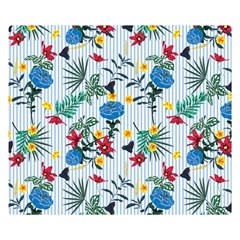 Blue Floral Stripes Double Sided Flano Blanket (small)  by designsbymallika