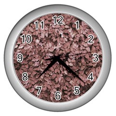 Red Leaves Photo Pattern Wall Clock (silver)