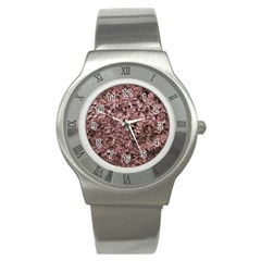 Red Leaves Photo Pattern Stainless Steel Watch by dflcprintsclothing