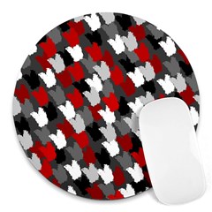 Abstract Paint Splashes, Mixed Colors, Black, Red, White Round Mousepads by Casemiro