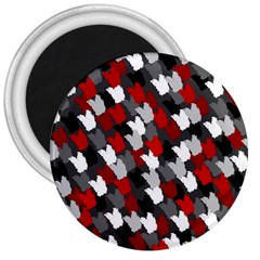 Abstract Paint Splashes, Mixed Colors, Black, Red, White 3  Magnets by Casemiro