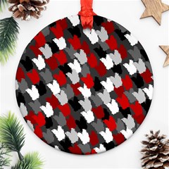 Abstract Paint Splashes, Mixed Colors, Black, Red, White Ornament (round) by Casemiro