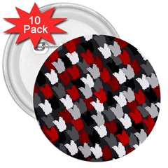 Abstract Paint Splashes, Mixed Colors, Black, Red, White 3  Buttons (10 Pack)  by Casemiro