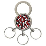 Abstract paint splashes, mixed colors, black, red, white 3-Ring Key Chain Front