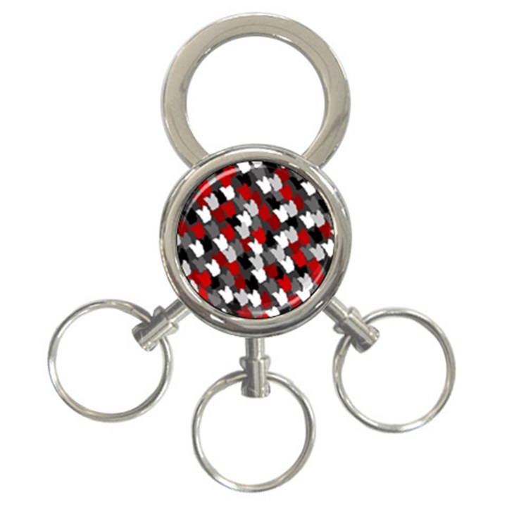 Abstract paint splashes, mixed colors, black, red, white 3-Ring Key Chain