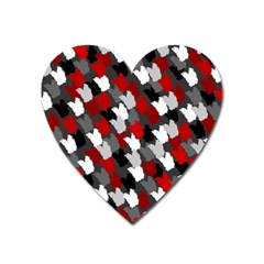 Abstract Paint Splashes, Mixed Colors, Black, Red, White Heart Magnet