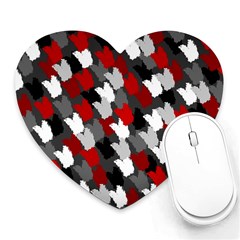 Abstract Paint Splashes, Mixed Colors, Black, Red, White Heart Mousepads by Casemiro